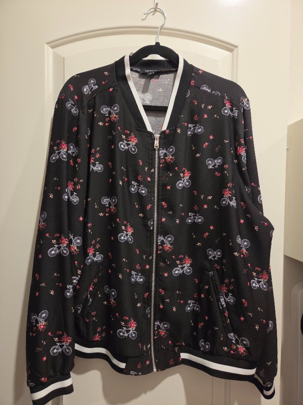 Torrid -Black & white bicycle with flowers jacket, Plus Size 2